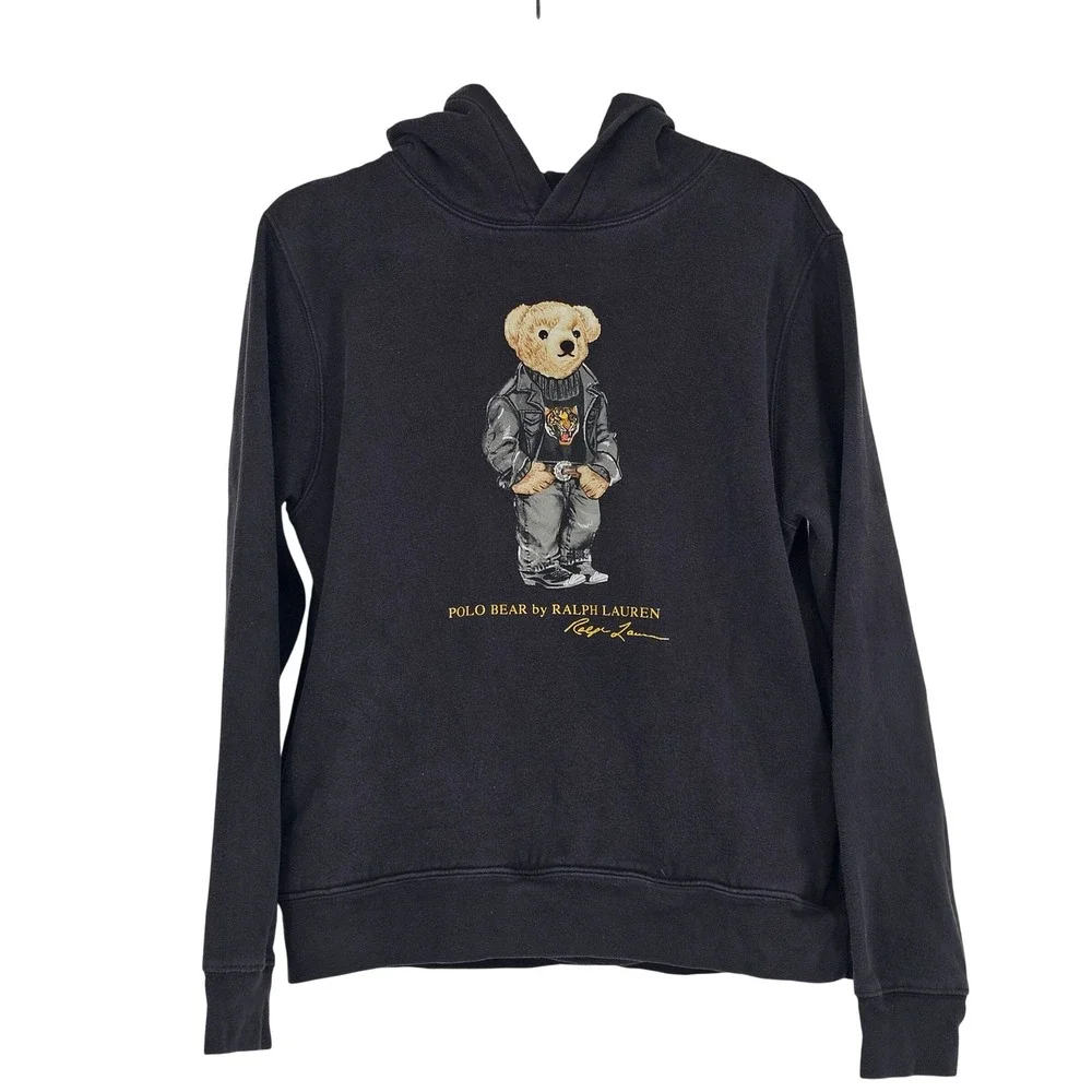 Polo Ralph Lauren Lunar NY Polo Bear Tiger Hoodie XL (18-20) Black Preppy Casual